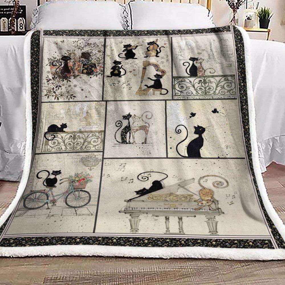 Cat Sherpa Fleece Blanket