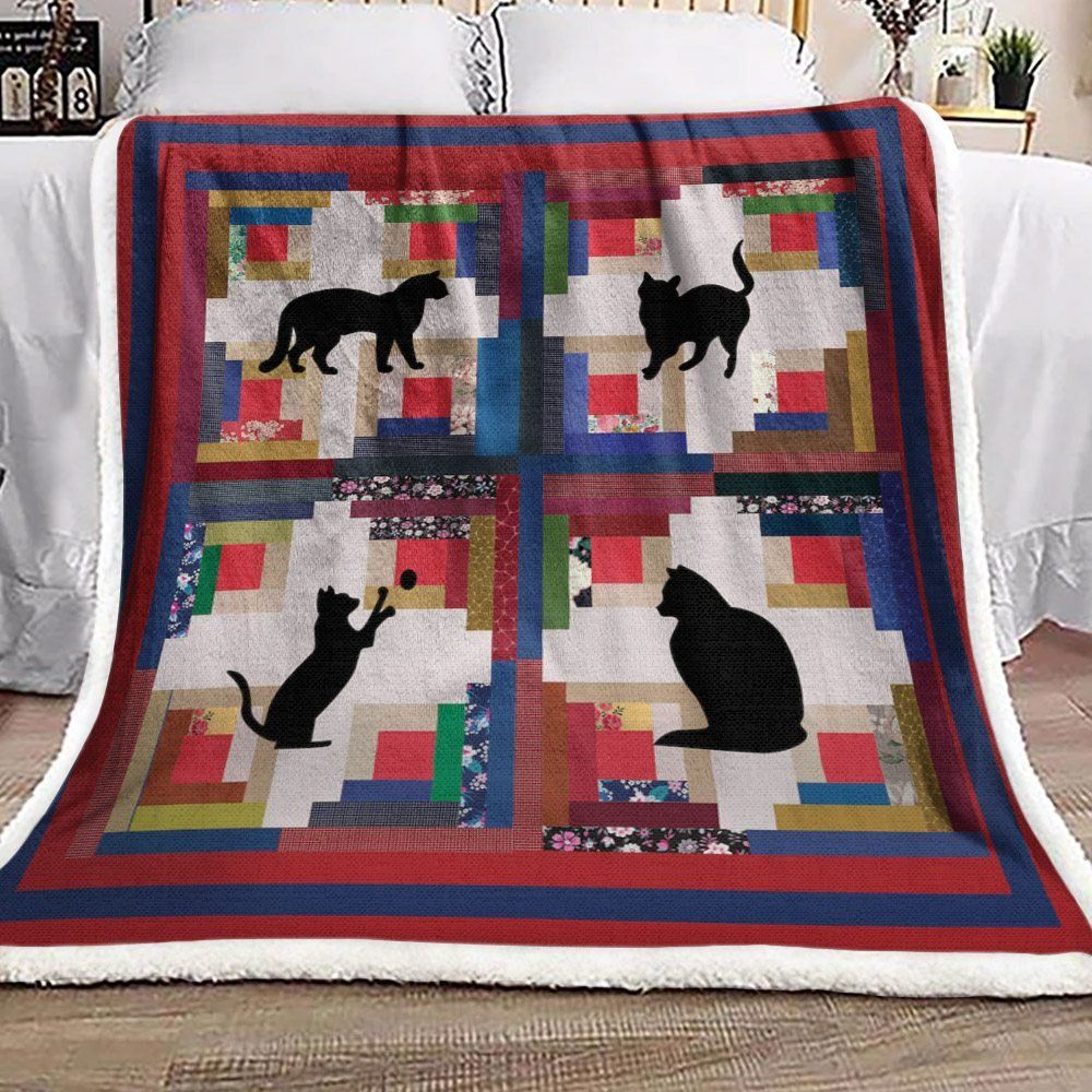 Cat Sherpa Fleece Blanket