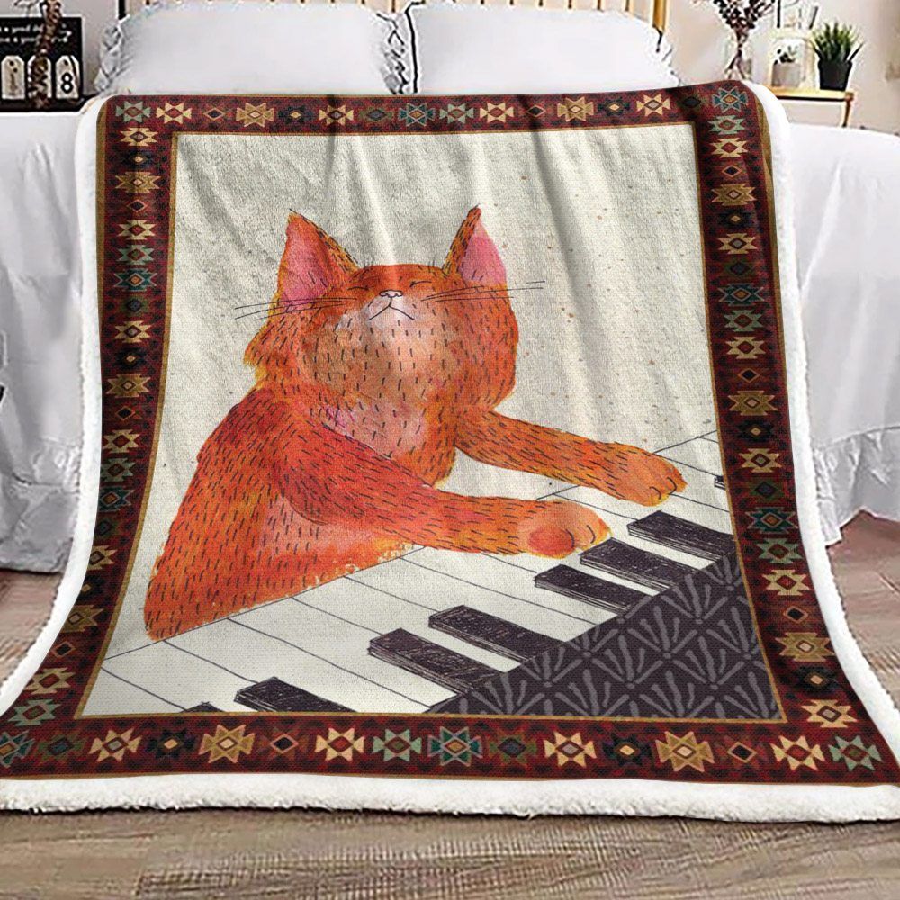 Cat Sherpa Fleece Blanket