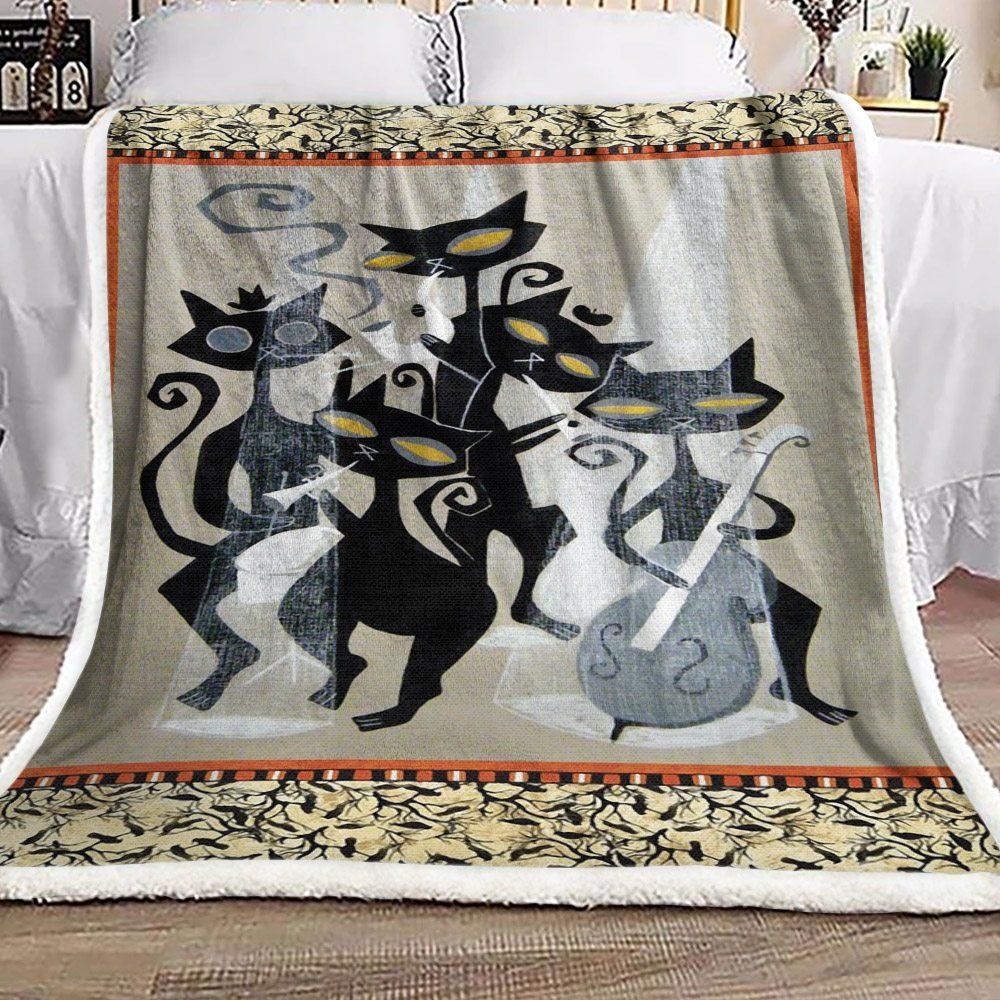 Cat Sherpa Fleece Blanket
