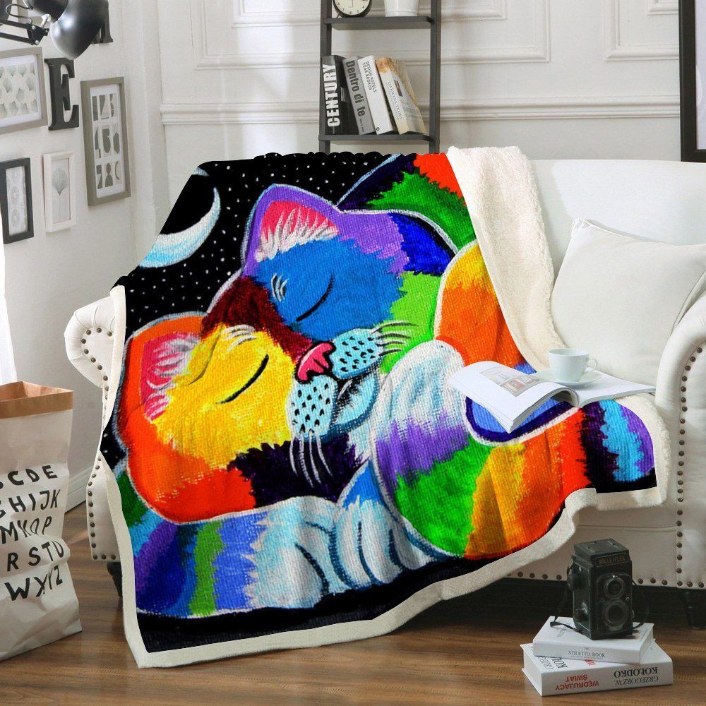 Cat Sherpa Fleece Blanket