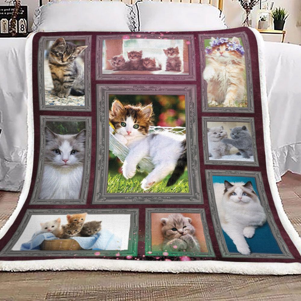 Cat Sherpa Fleece Blanket