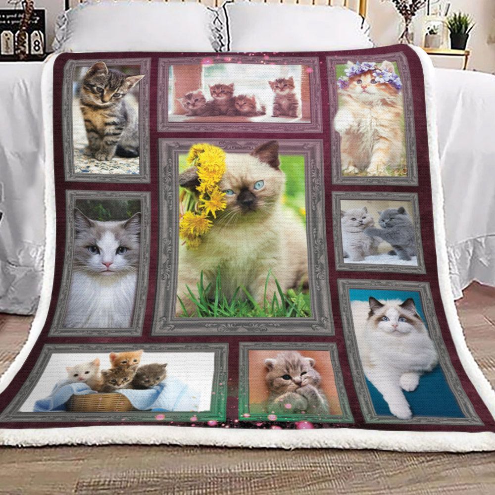 Cat Sherpa Fleece Blanket
