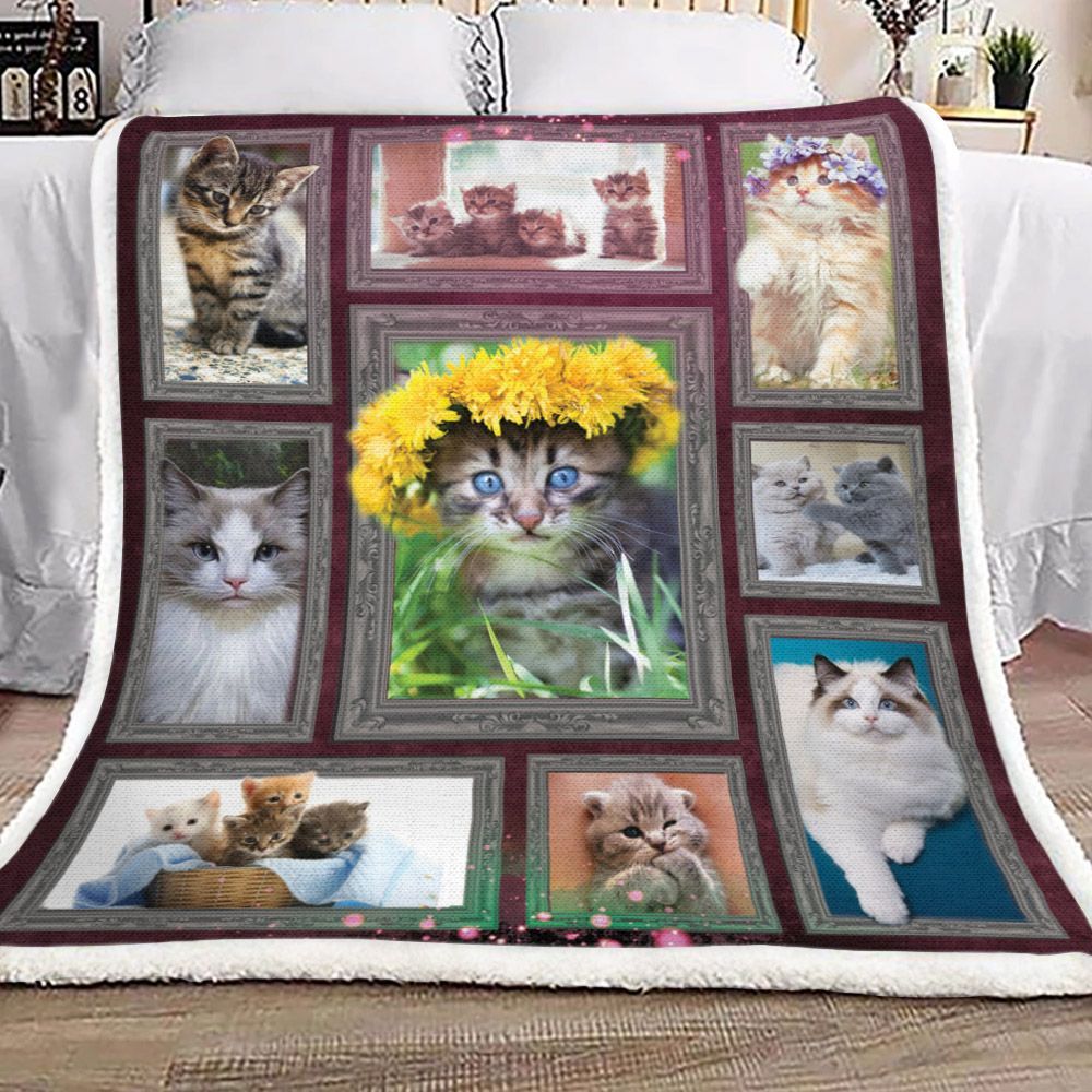 Cat Sherpa Fleece Blanket