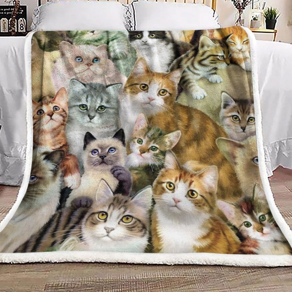 Cat Sherpa Fleece Blanket