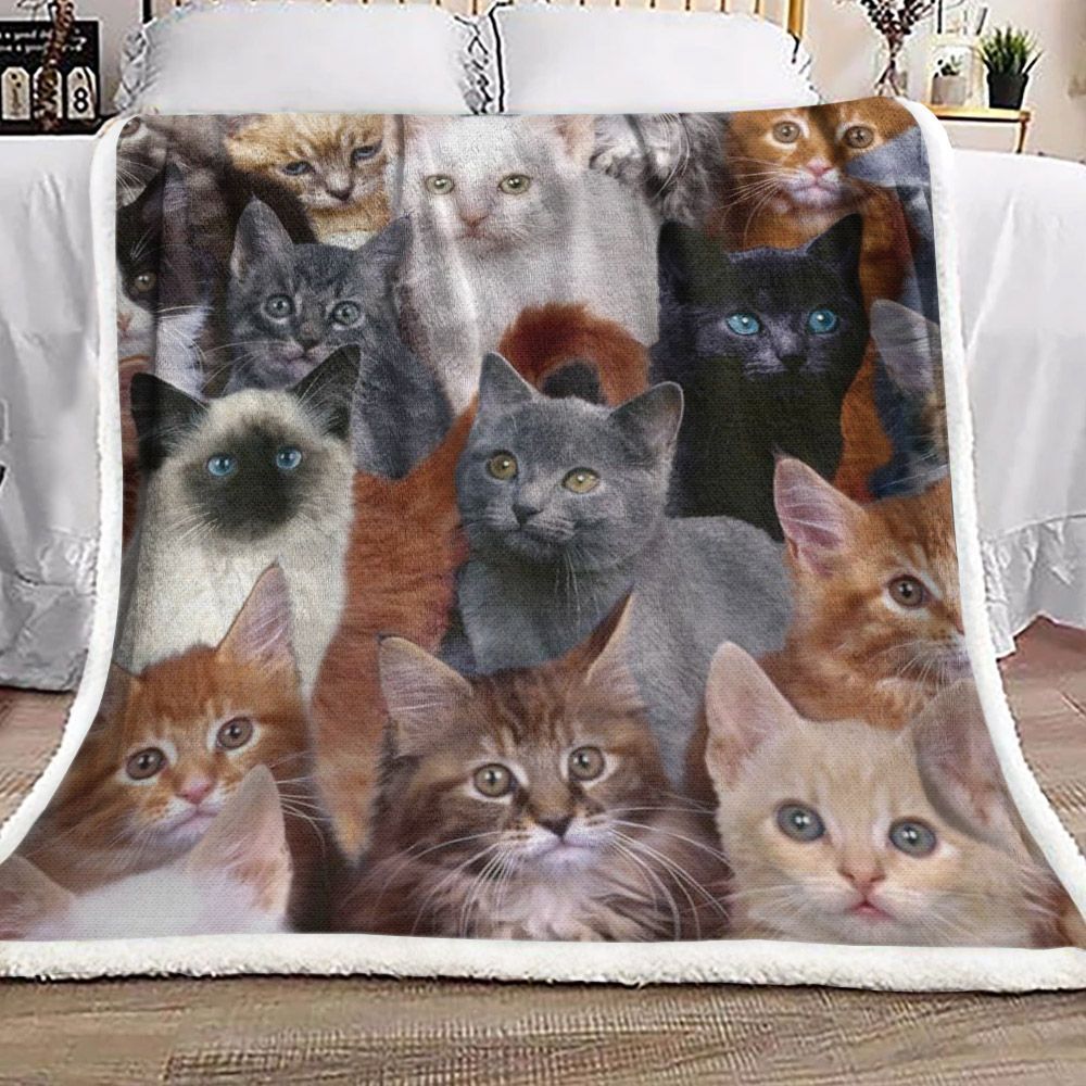 Cat Sherpa Fleece Blanket