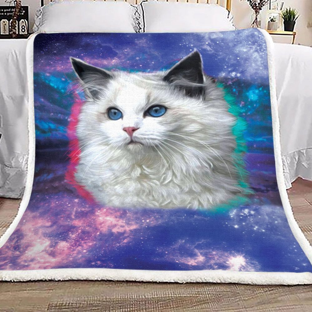 Cat Sherpa Fleece Blanket