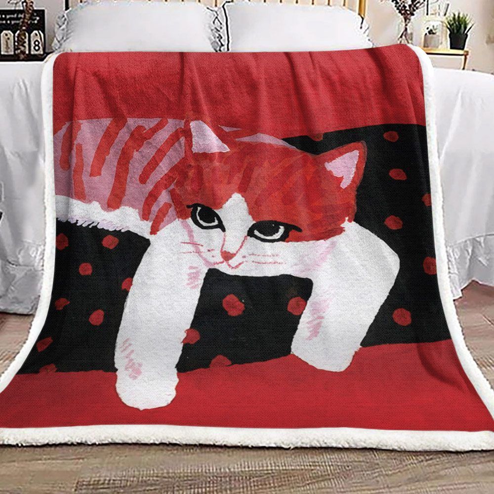 Cat Sherpa Fleece Blanket