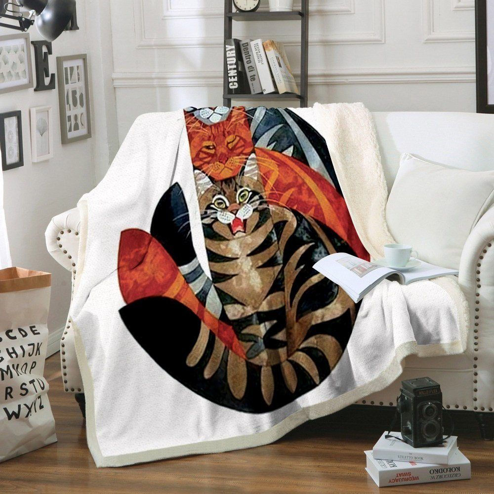 Cat Sherpa Fleece Blanket