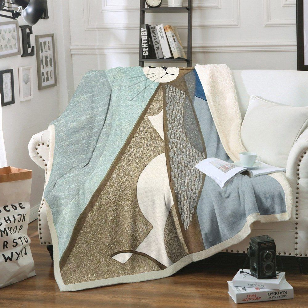 Cat Sherpa Fleece Blanket