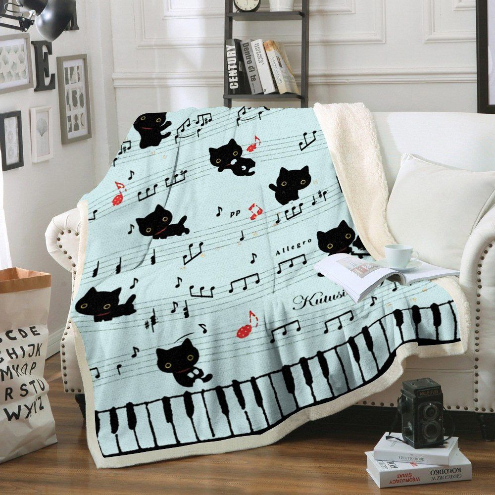 Cat Sherpa Fleece Blanket