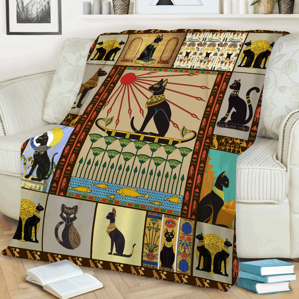 Cat Black Sherpa Fleece Blanket