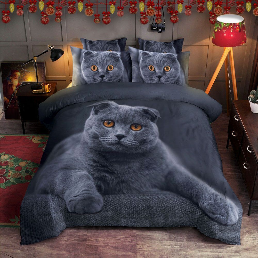 Cat Blue 3d Bedding Set