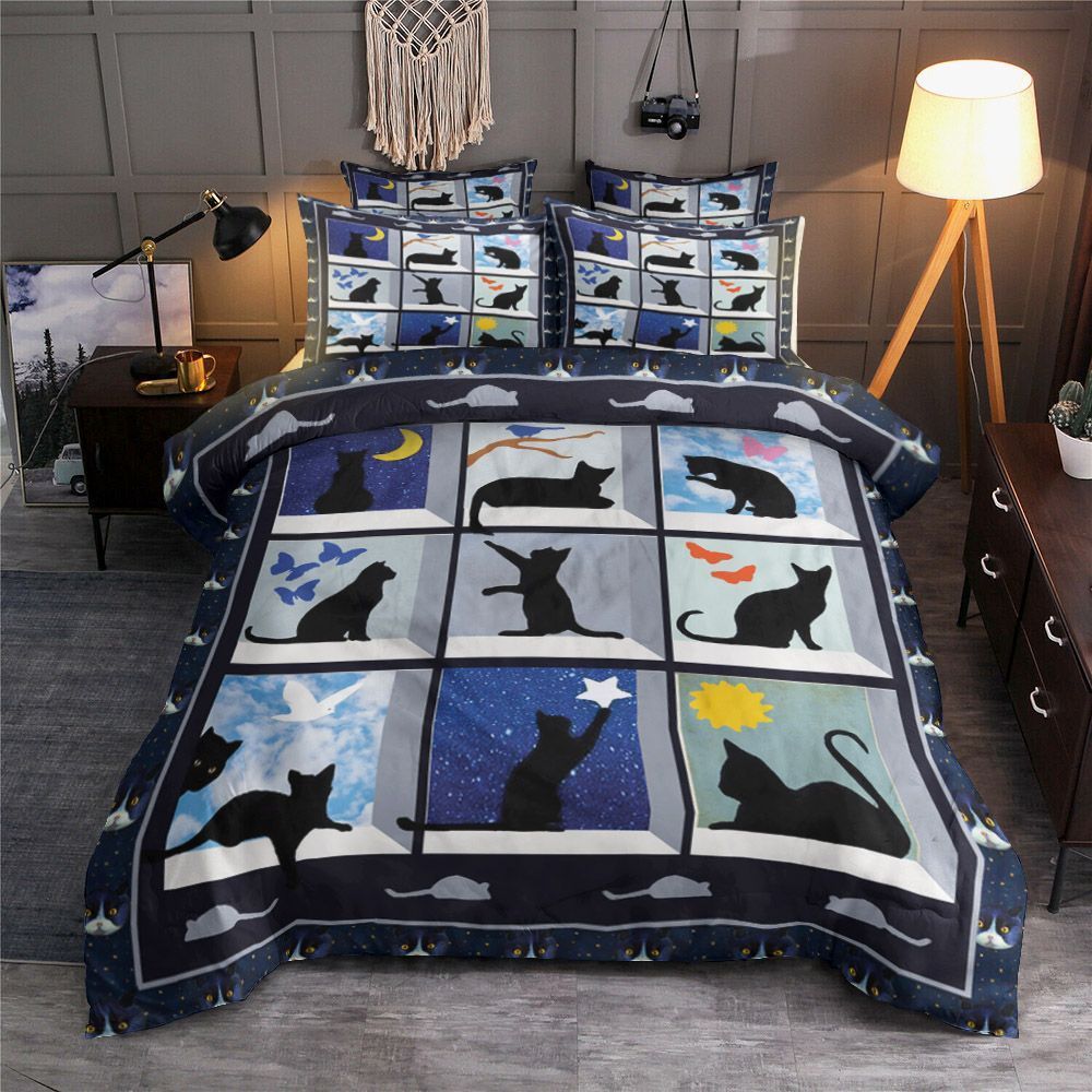 Cat Blue Bedding Set