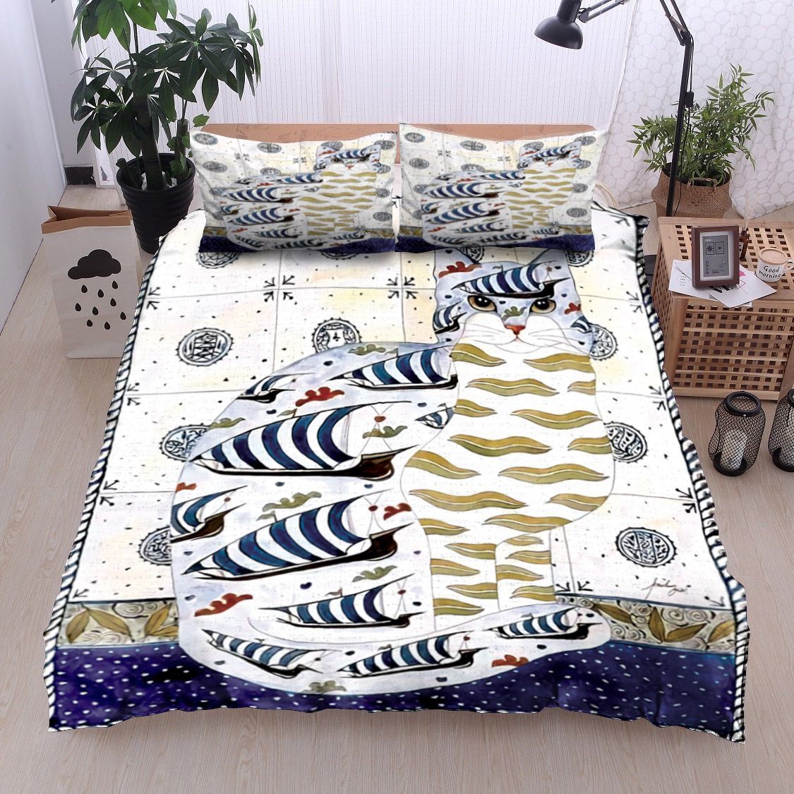 Cat Boat Bedding Set