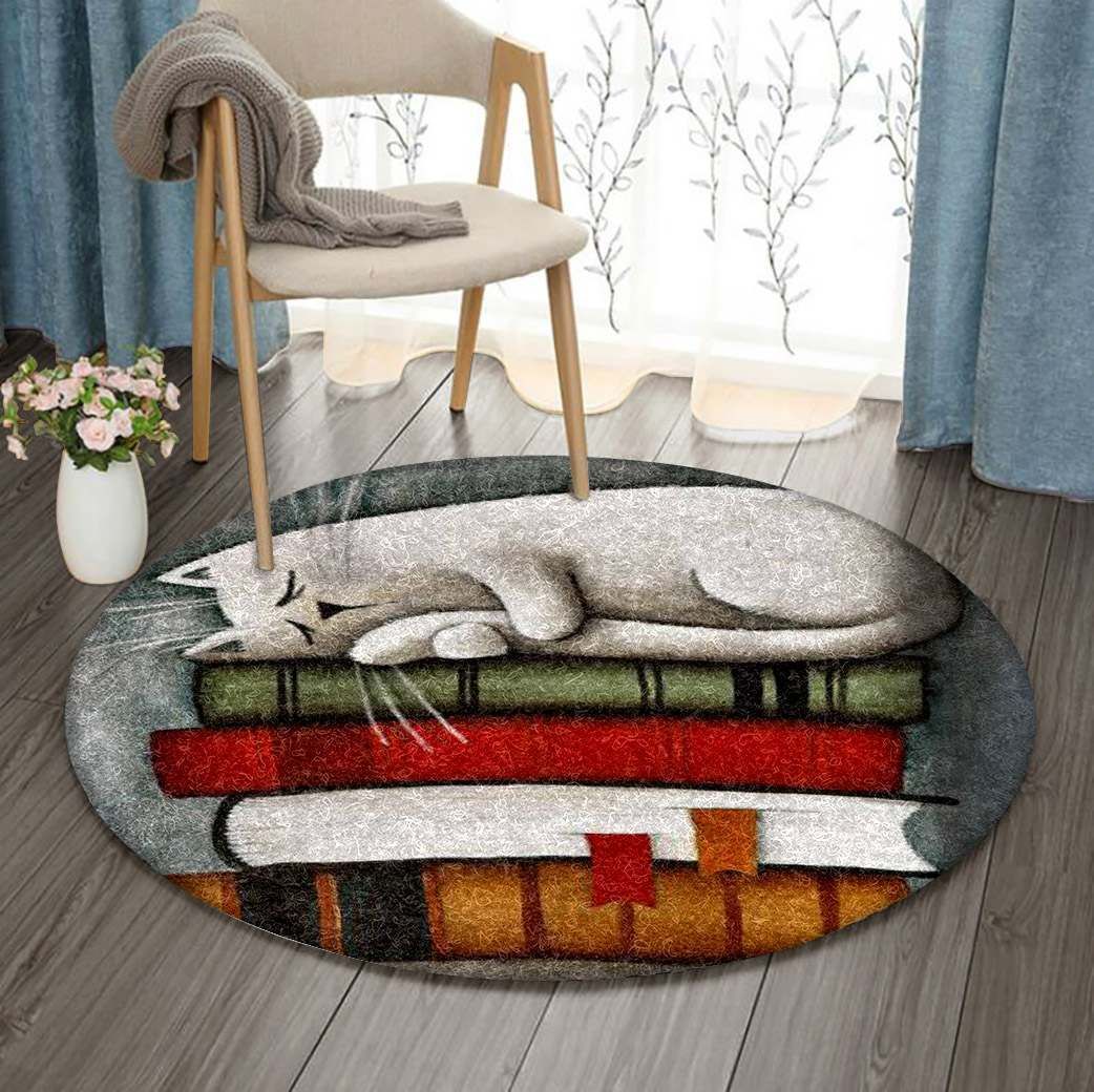 Cat Book Round Carpet
