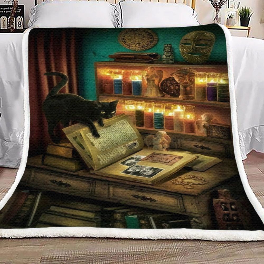 Cat Book Sherpa Fleece Blanket