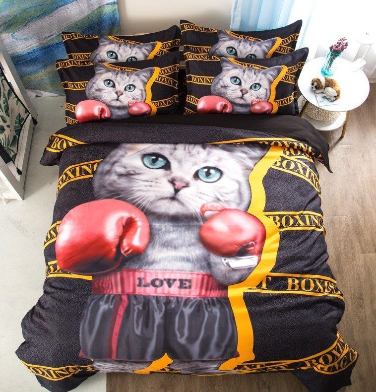 Cat Boxing Bedding Set