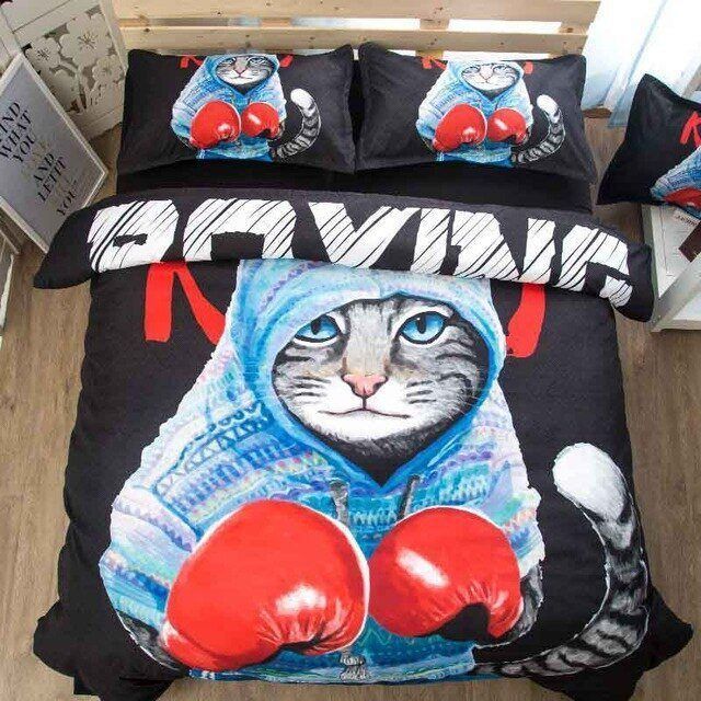 Cat Boxing Bedding Set