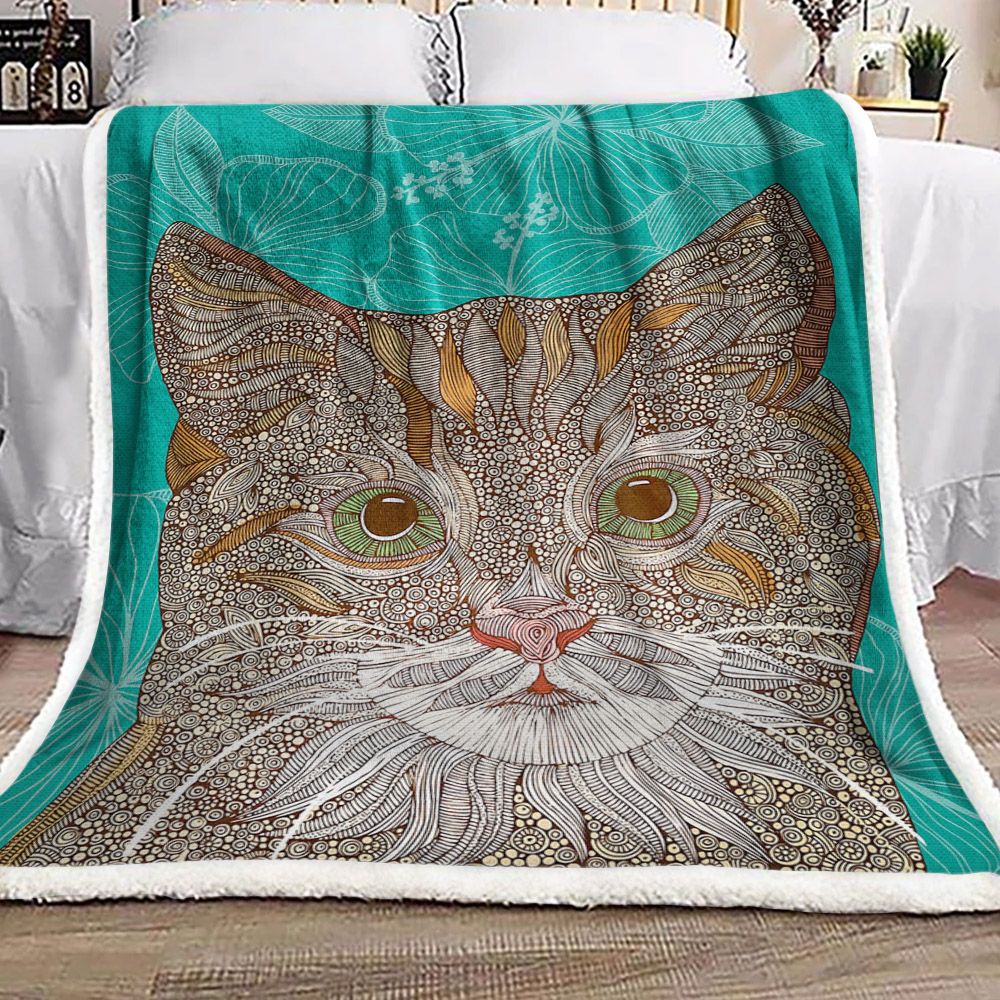 Cat Sherpa Fleece Blanket