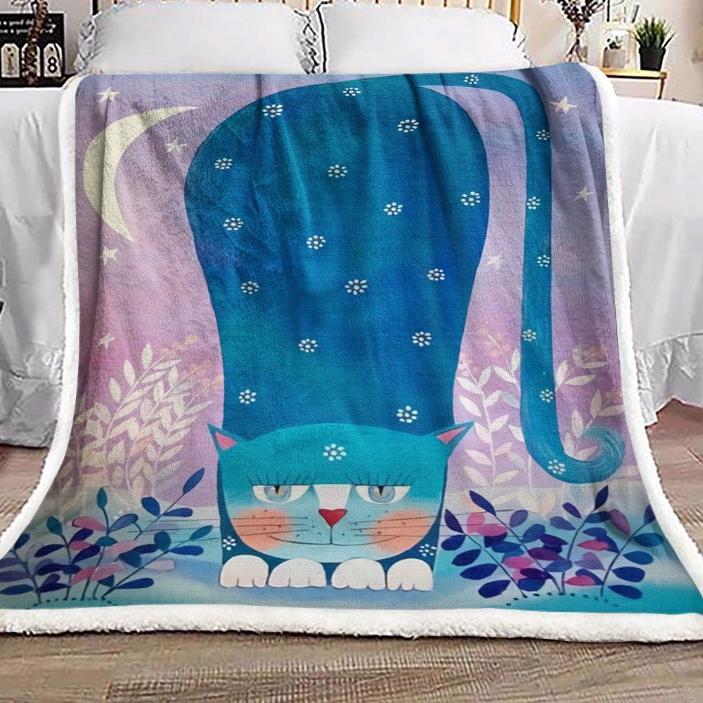 Cat Sherpa Fleece Blanket
