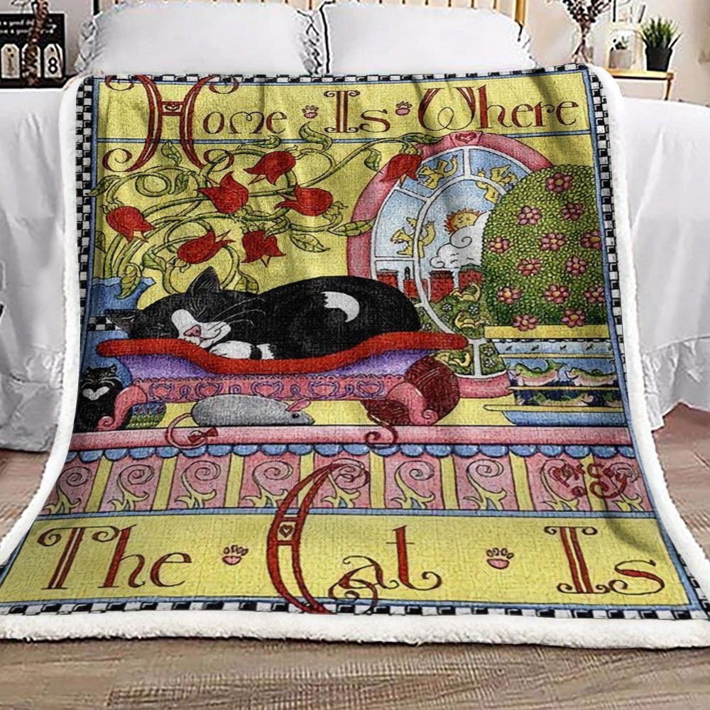 Cat Sherpa Fleece Blanket