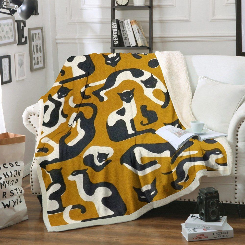 Cat Sherpa Fleece Blanket