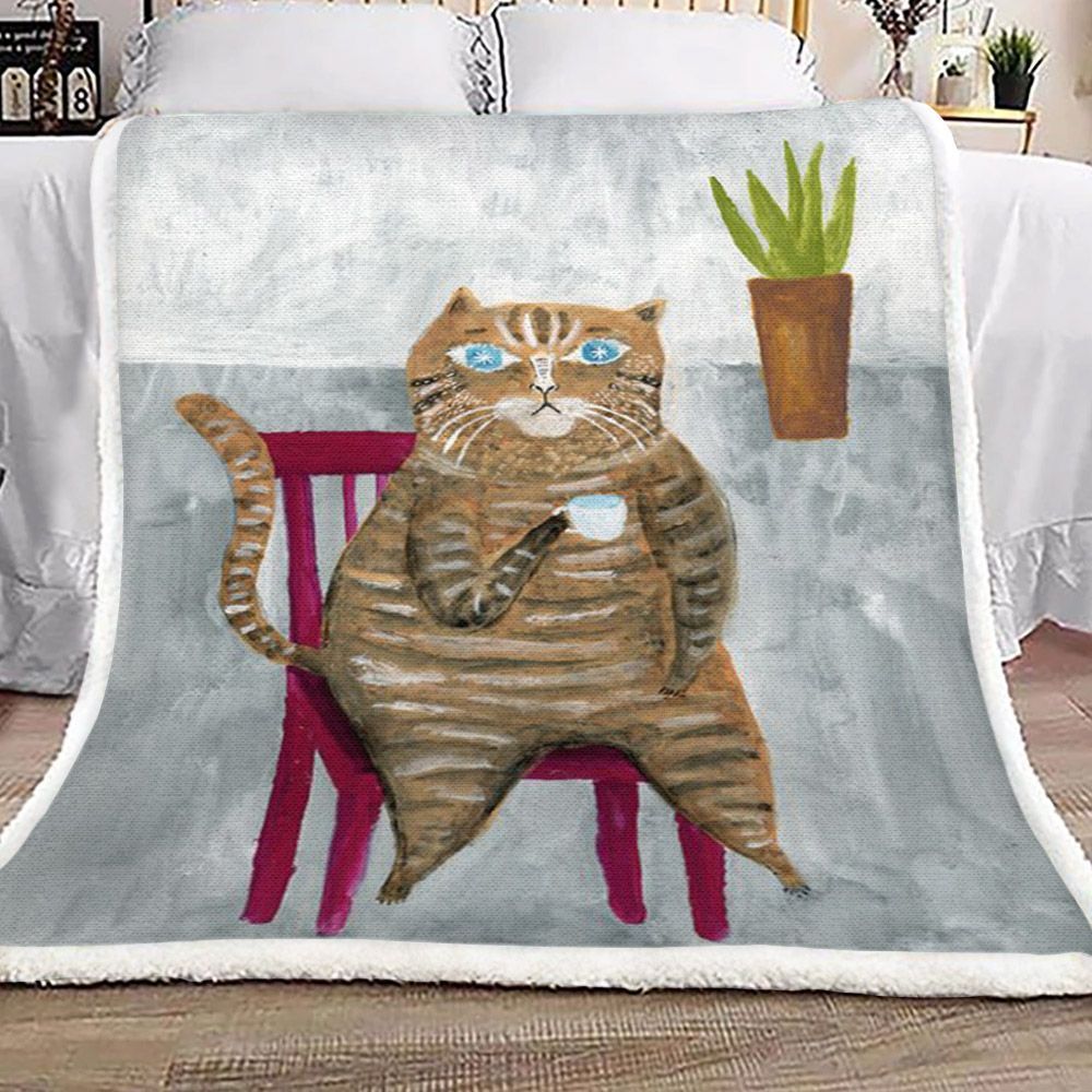 Cat Sherpa Fleece Blanket