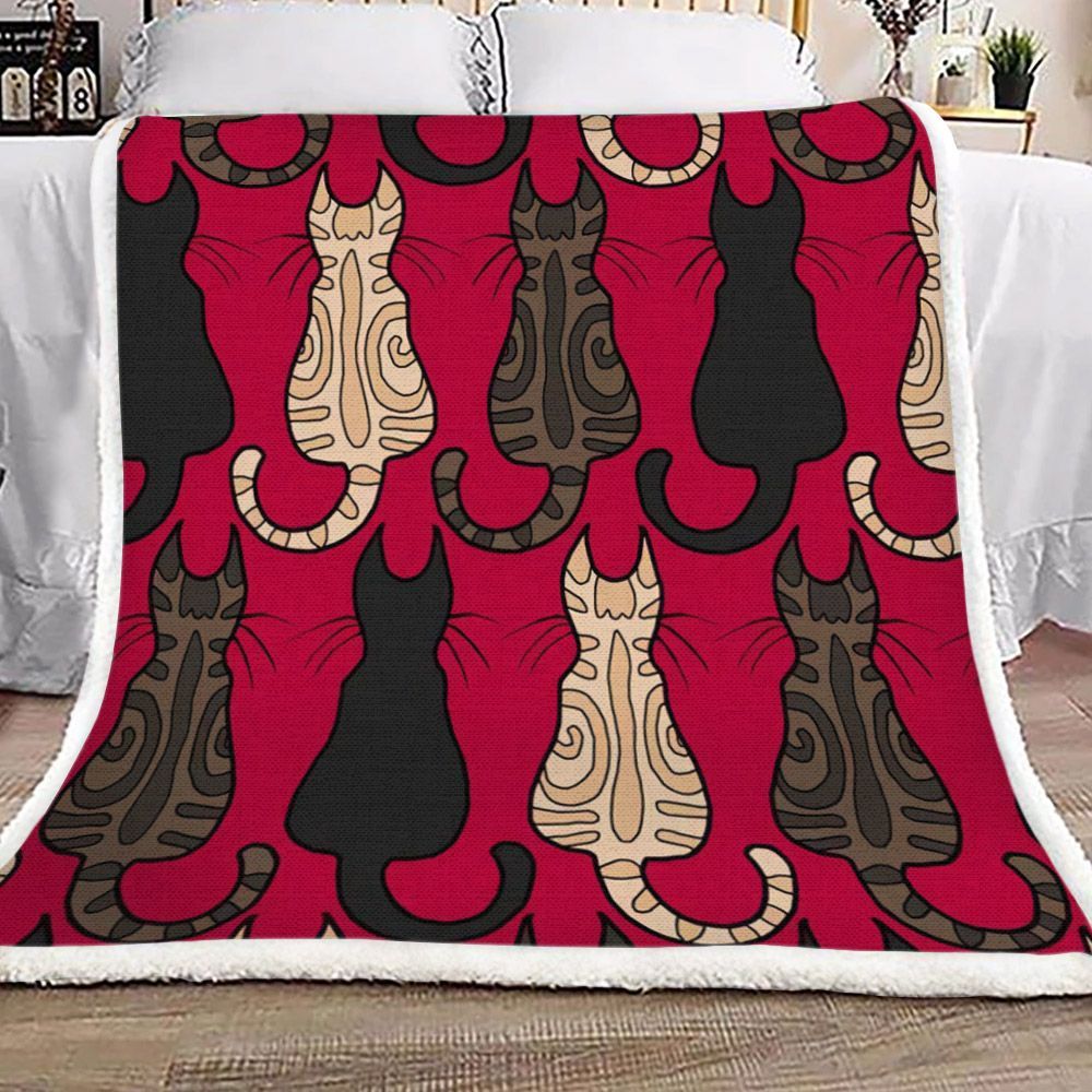 Cat Sherpa Fleece Blanket
