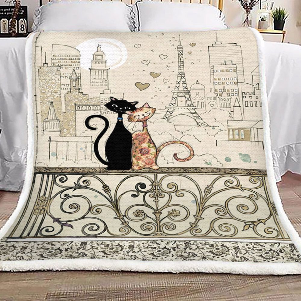 Cat Sherpa Fleece Blanket