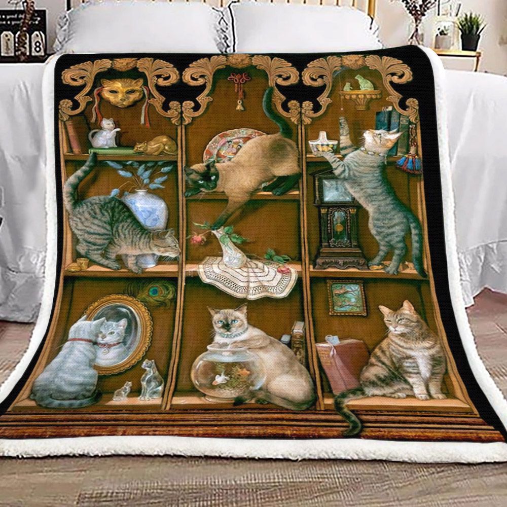 Cat Sherpa Fleece Blanket
