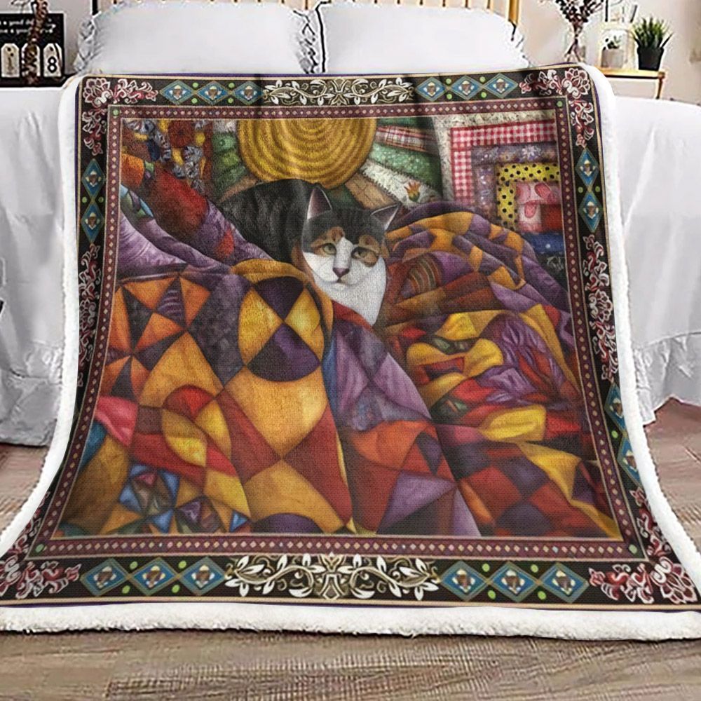 Cat Sherpa Fleece Blanket