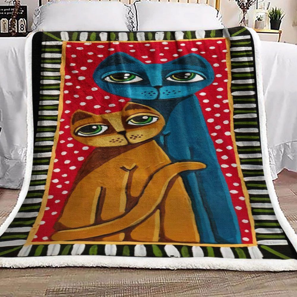 Cat Sherpa Fleece Blanket