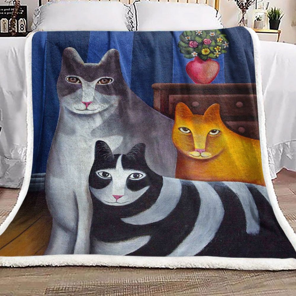 Cat Sherpa Fleece Blanket