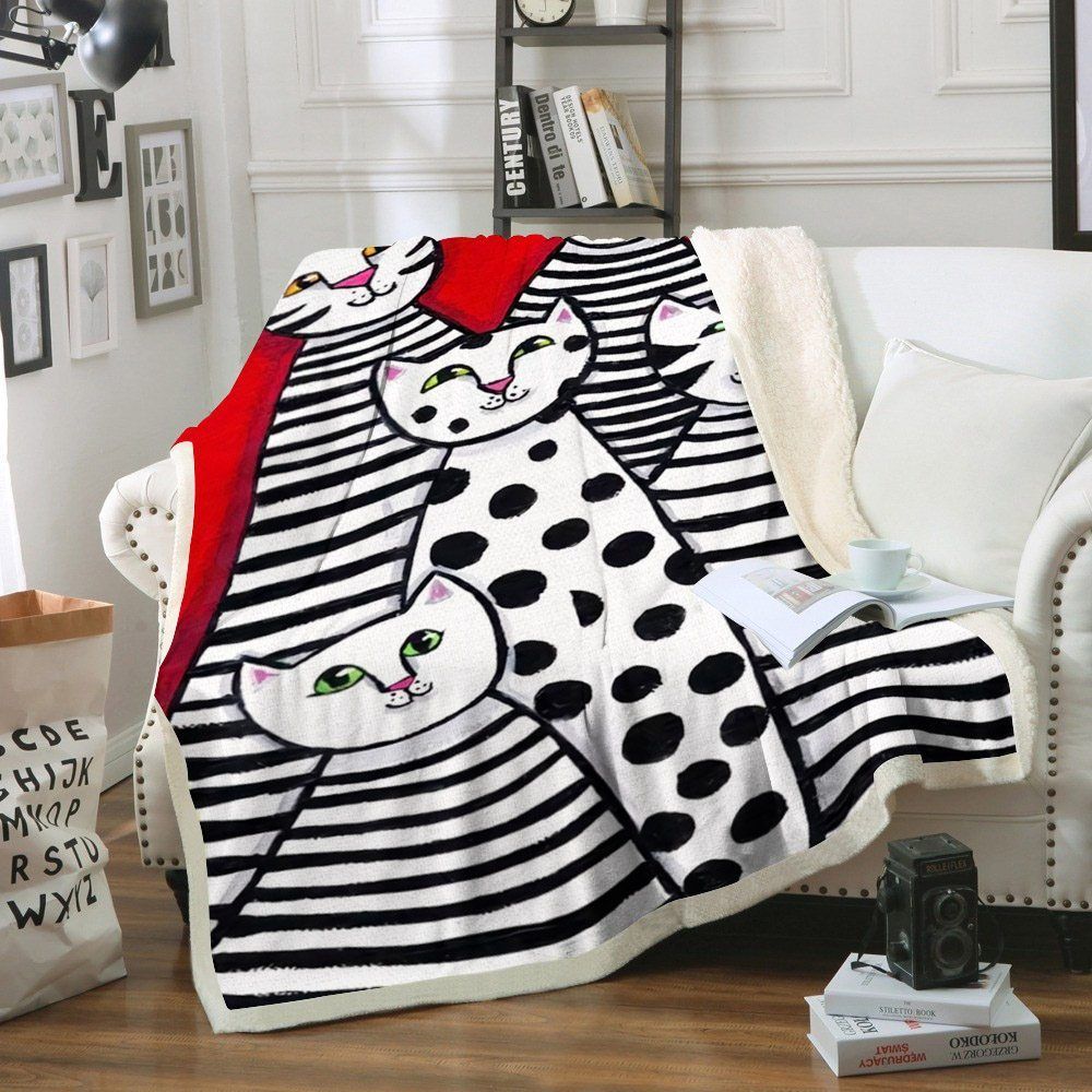 Cat Sherpa Fleece Blanket