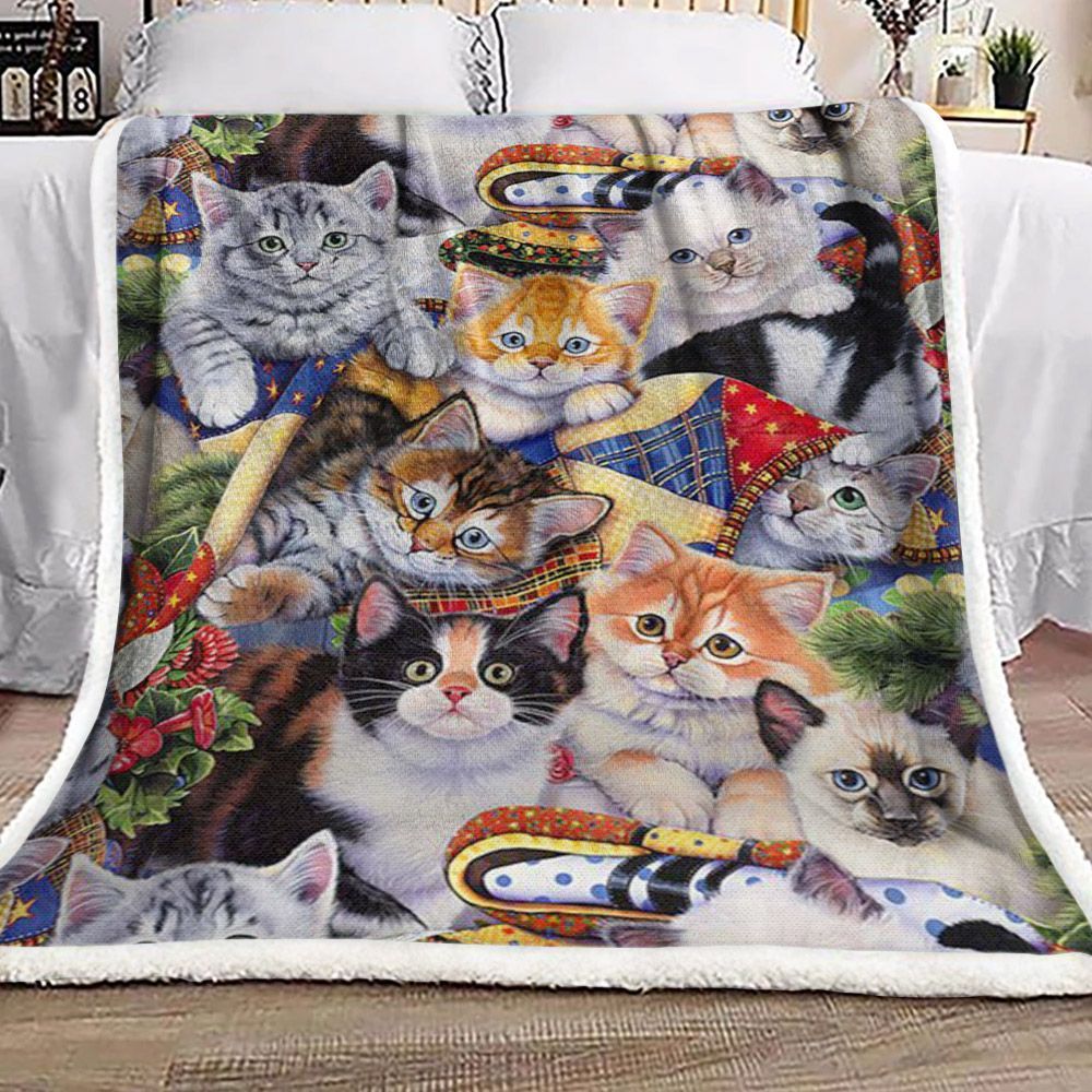 Cat Sherpa Fleece Blanket