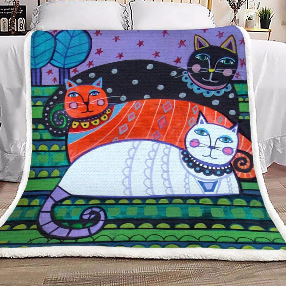 Cat Sherpa Fleece Blanket