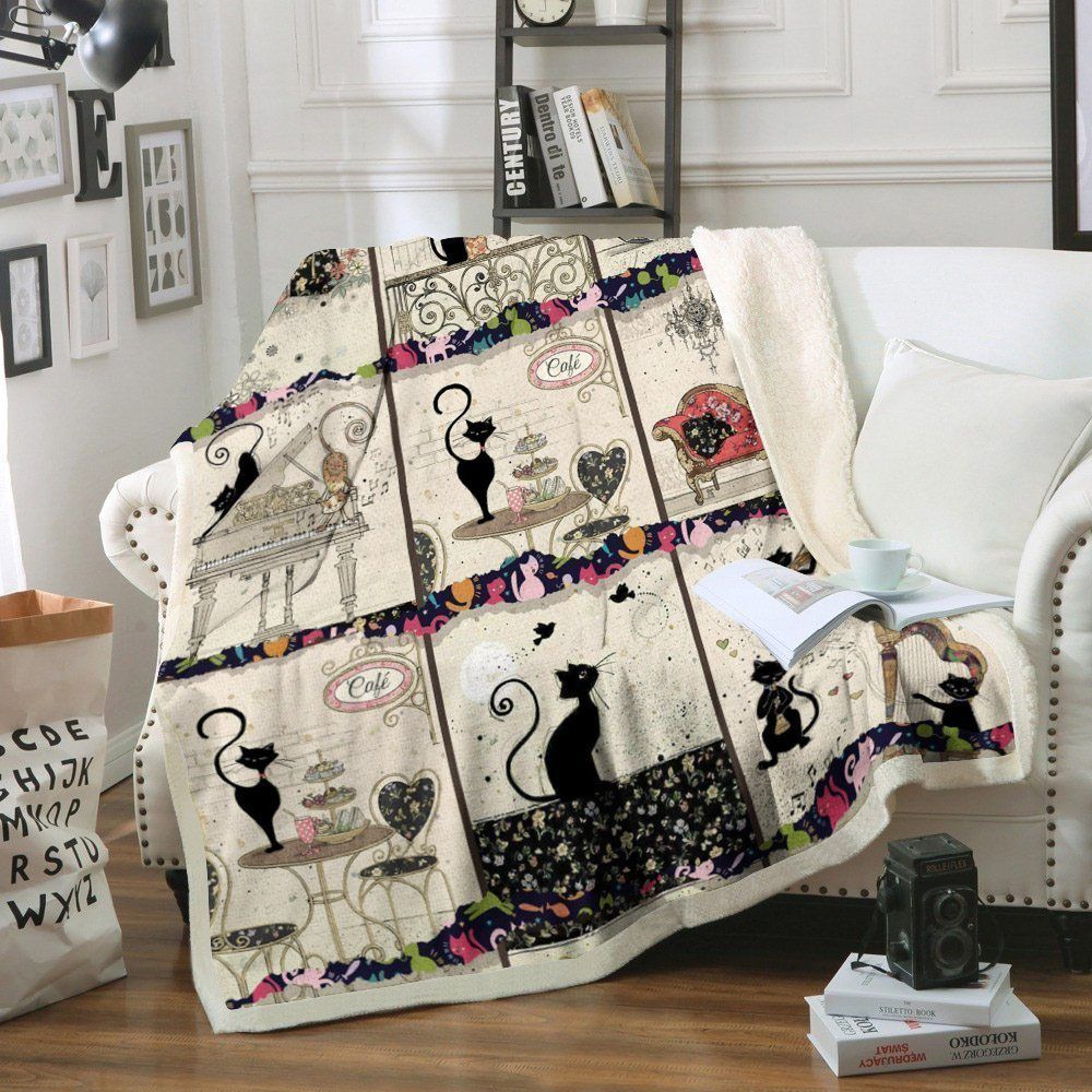 Cat Sherpa Fleece Blanket