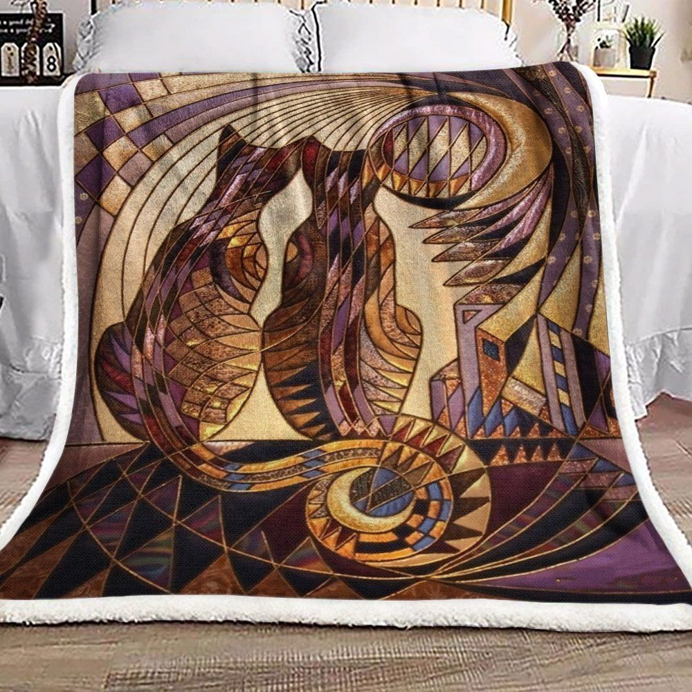 Cat Sherpa Fleece Blanket