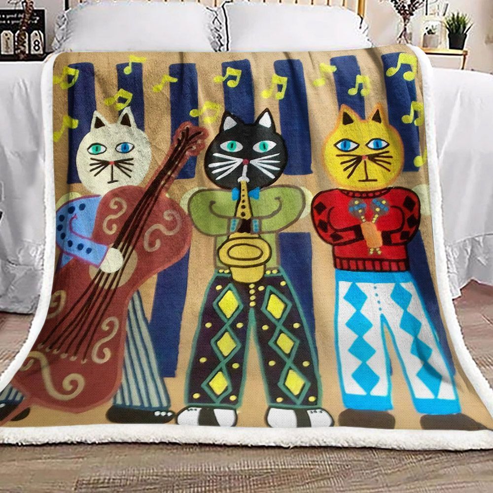 Cat Sherpa Fleece Blanket