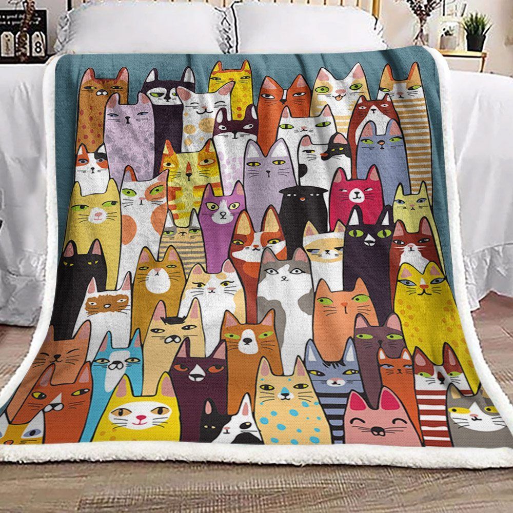Cat Sherpa Fleece Blanket