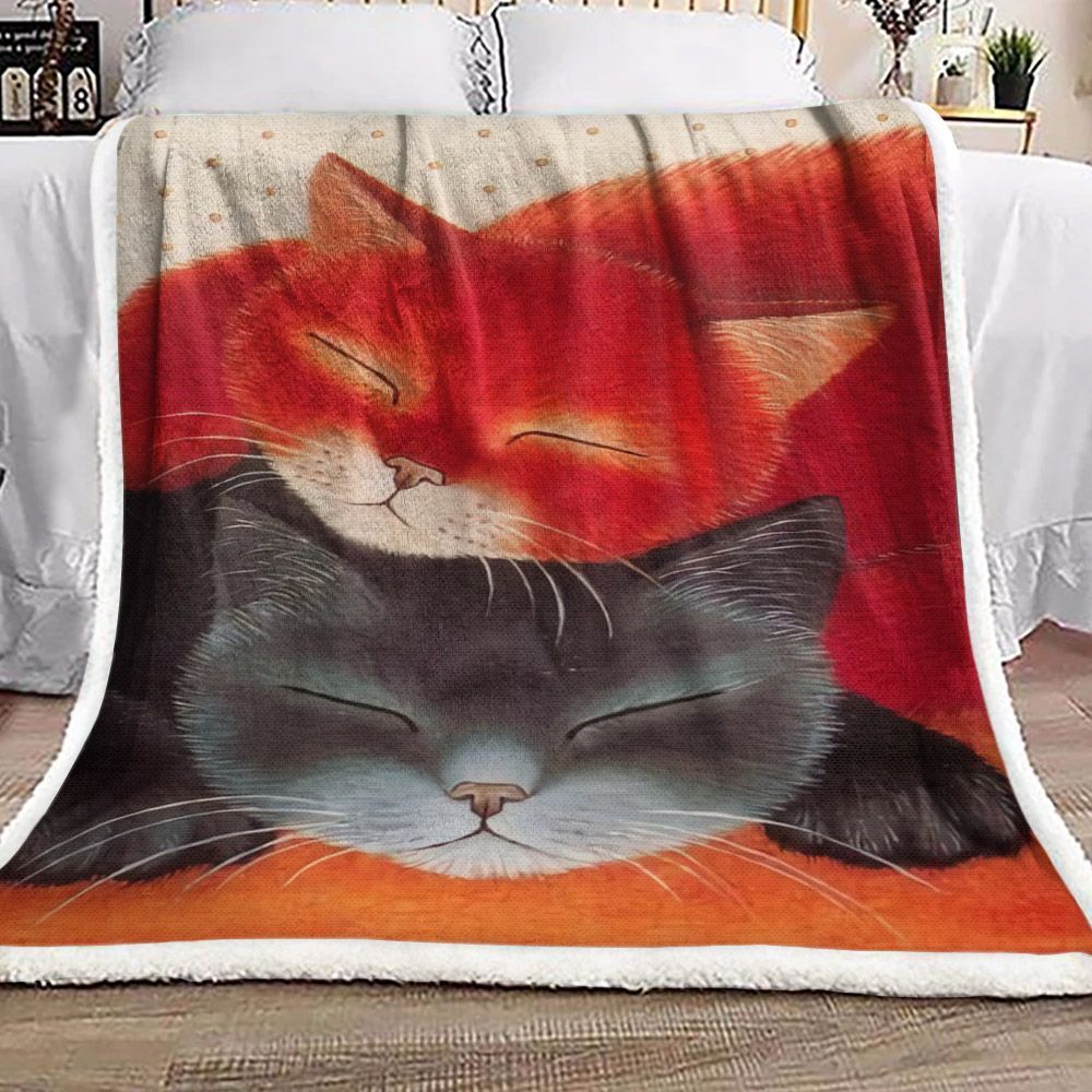 Cat Sherpa Fleece Blanket