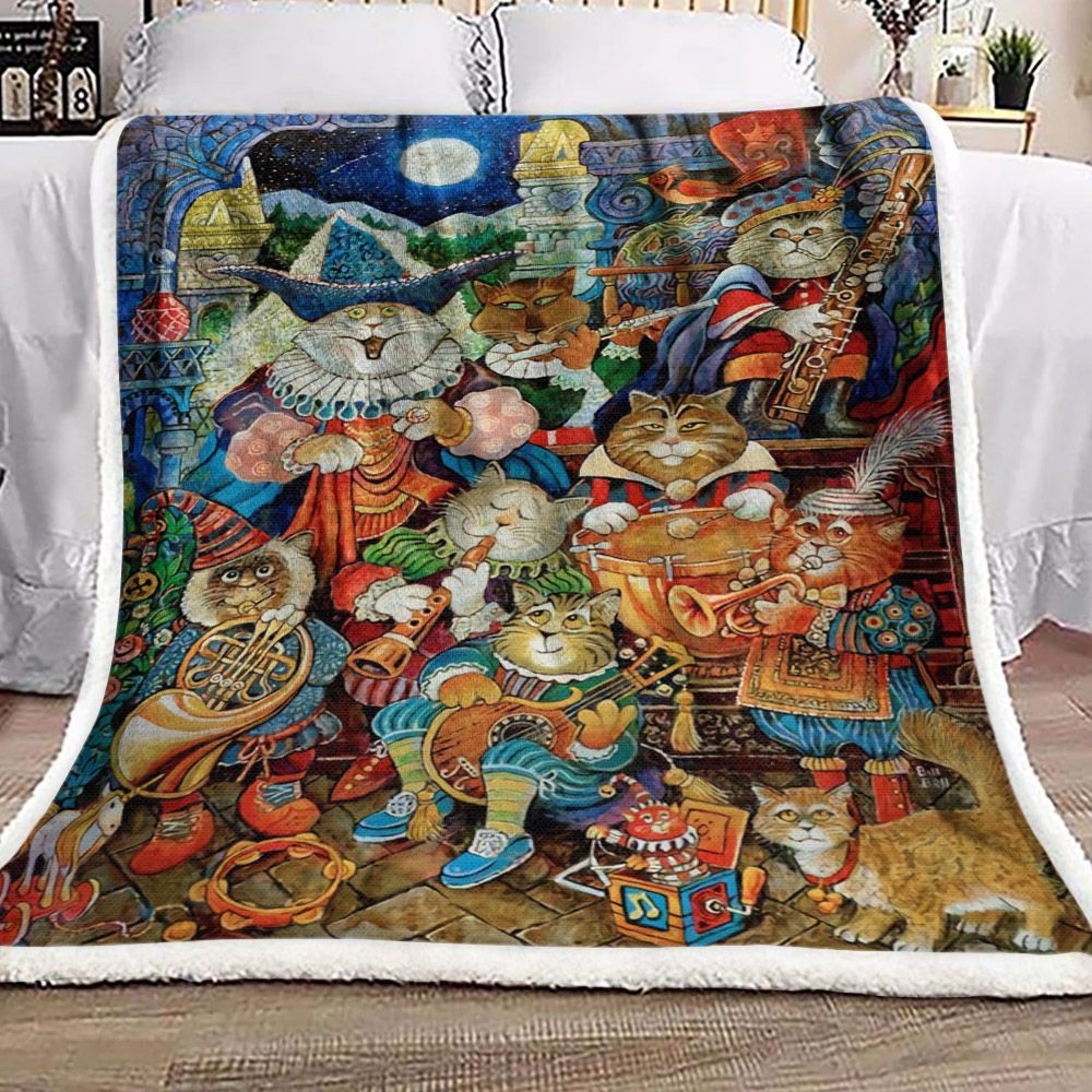 Cat Sherpa Fleece Blanket