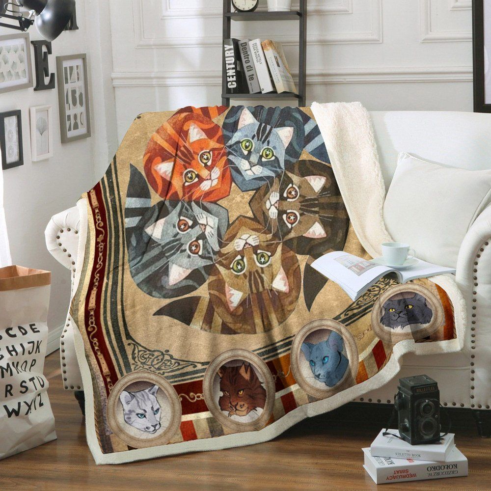 Cat Sherpa Fleece Blanket