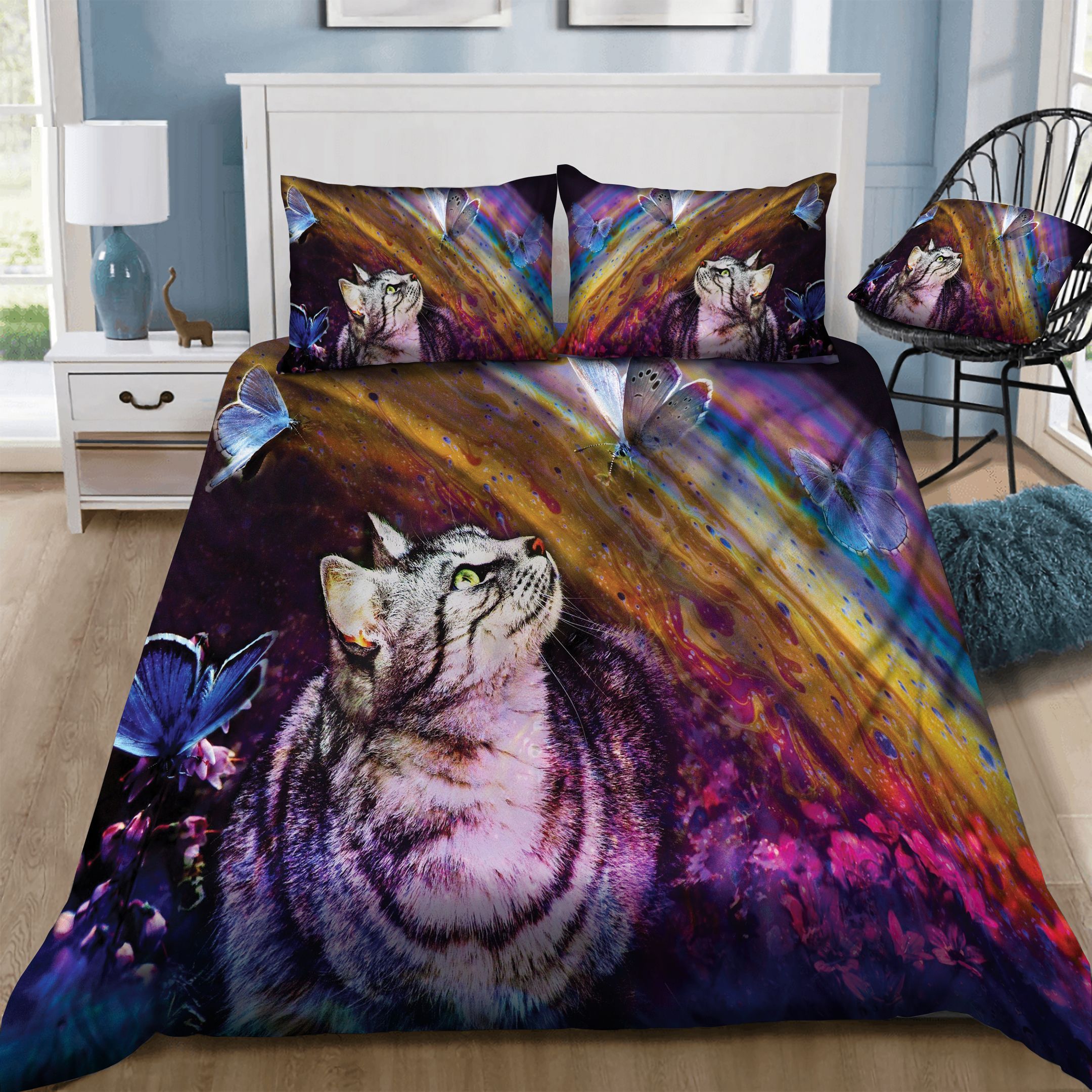Cat Butterfly  Bedding Set