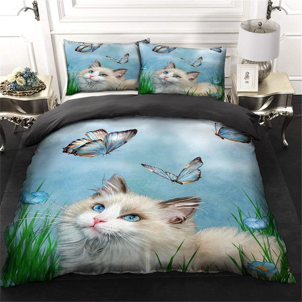 Cat Butterfly Bedding Set