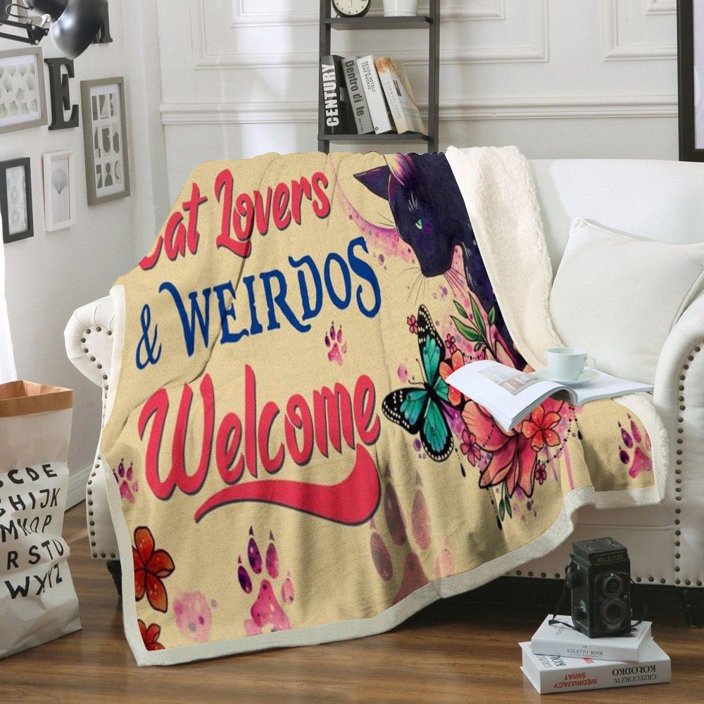 Cat Butterfly Sherpa Fleece Blanket