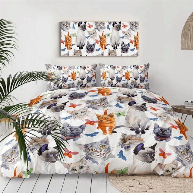 Cat Butterfly Bedding Set