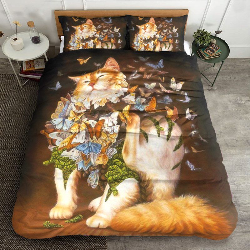 Cat Butterfly Bedding Set