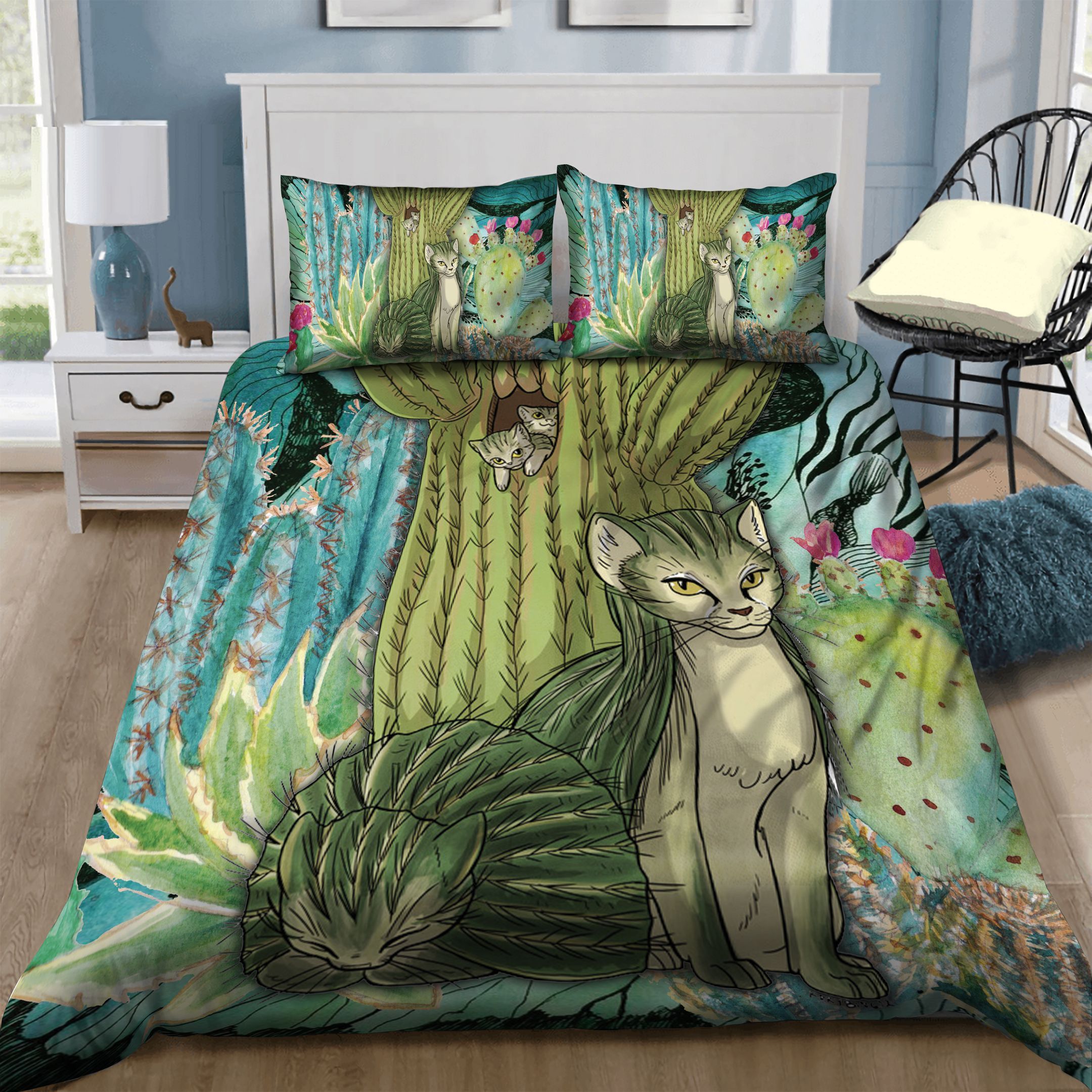 Cat Cactus Bedding Set